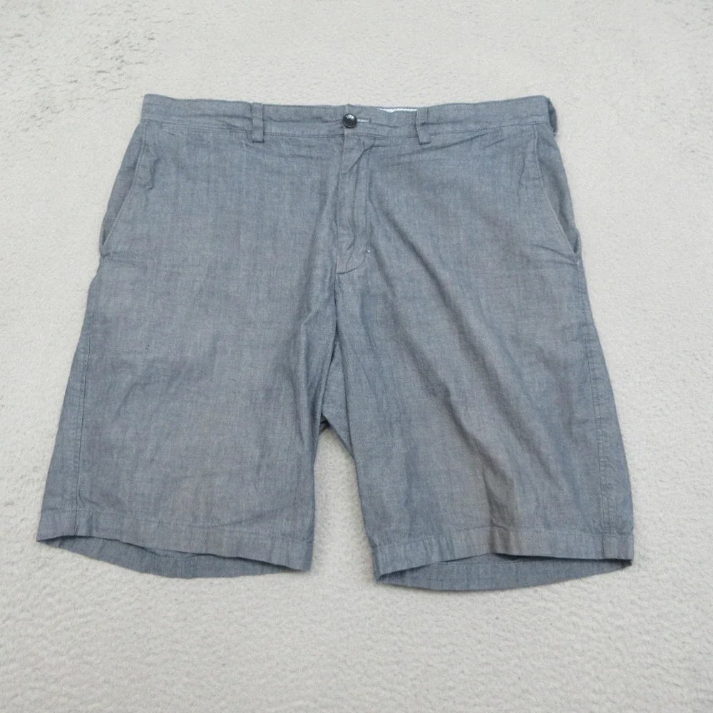 Banana Republic Chambray Chino Shorts Mens 38x10 Blue Cotton Casual Coastal Prep
